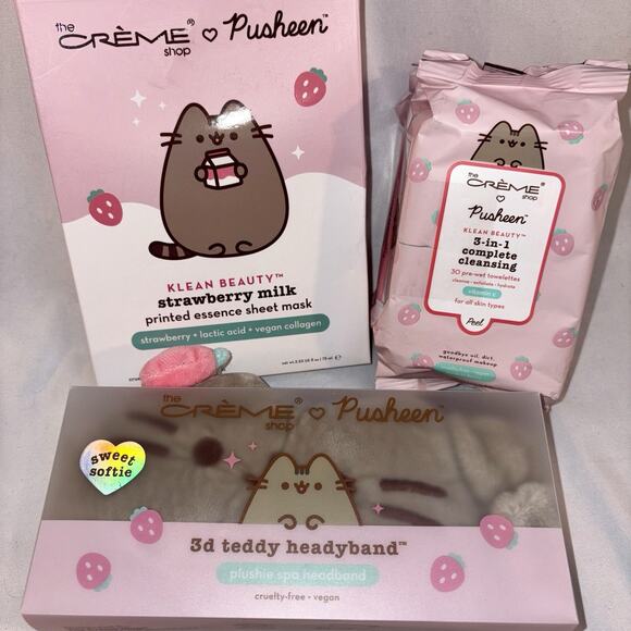 The Crème Shop x PUSHEEN Strawberry Milk Essence Mask, Headband & Cleansing Wipe - Picture 2 of 8